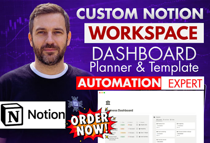 setup custom notion workspace, template notion dashboard, planner, automation
