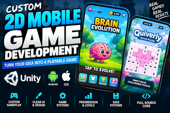 develop a 2d mobile game in unity for android and ios