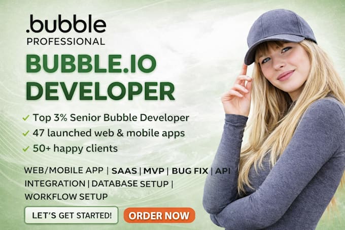 develop bubble ai apps, mvp mobile apps, api integration, bubble io website