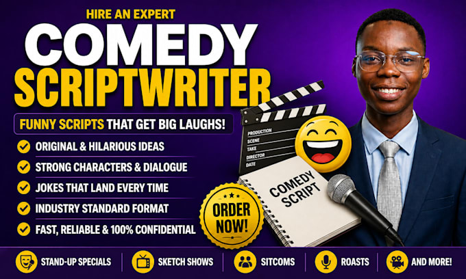 write and edit engaging comedy, sitcom, sketch comedy or comedy script edit