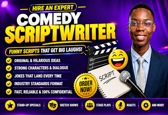 write and edit comedy script, sitcom, sketch comedy or funny script writer