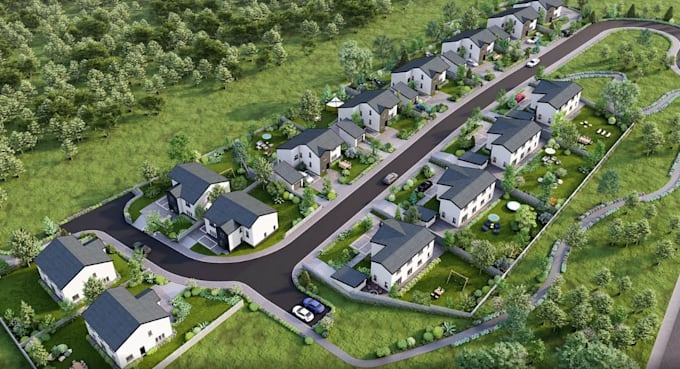 do exterior visualization,residential development resort, housing and town plans