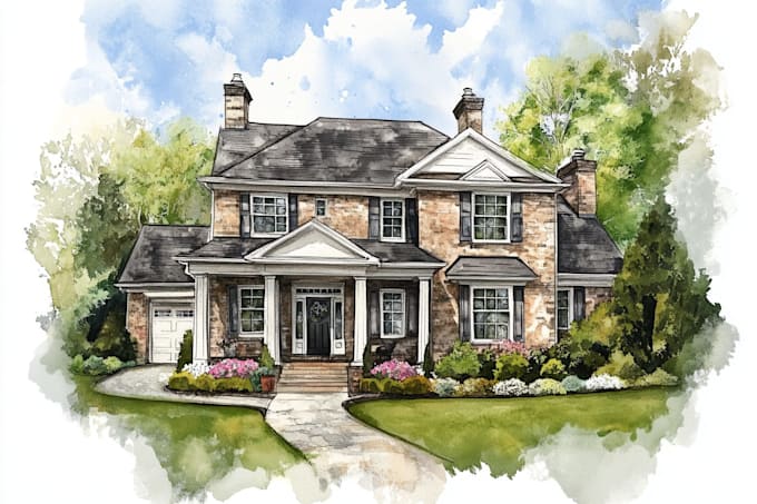do an watercolor house portrait