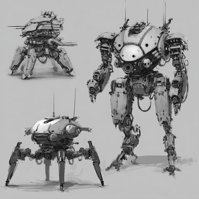 create an design mechs robots concepts