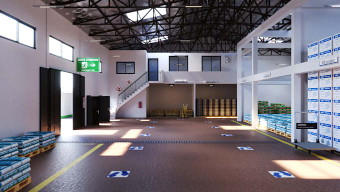 create factory, warehouse, industrial plant and logistics 3d cgi design