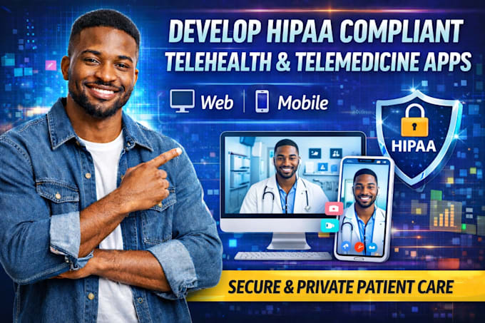 develop hipaa compliant telehealth and telemedicine web and mobile app