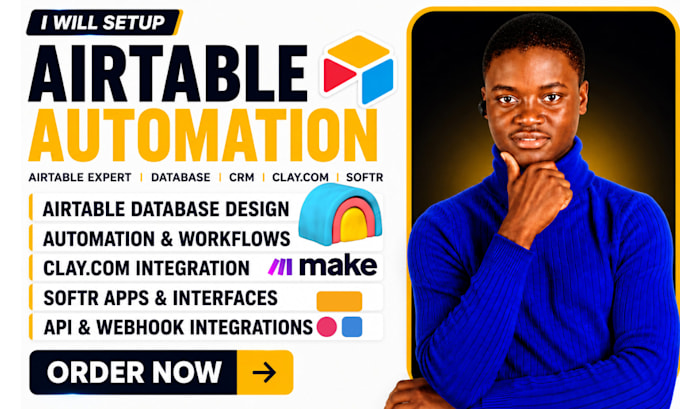 setup airtable automation, airtable database, airtable crm clay com softr expert