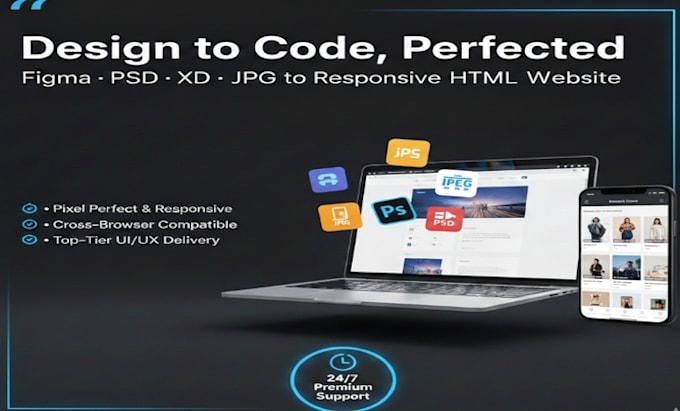 convert figma PSD xd to responsive HTML CSS website