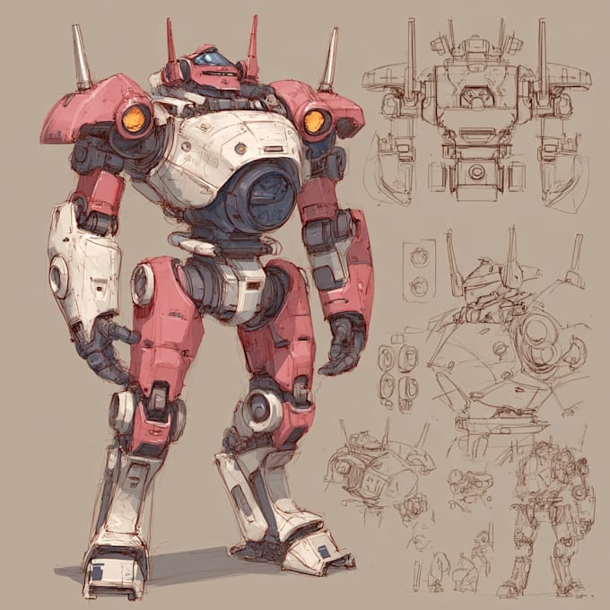create an mecha robot character sheet design