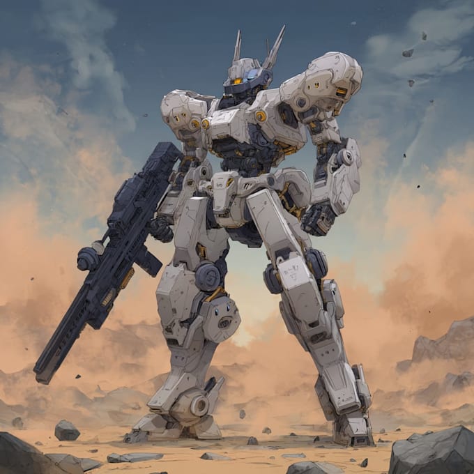 create retro mecha or scifi gundam art