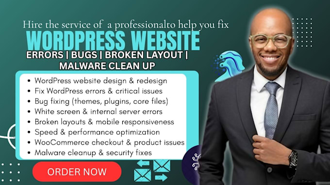 design wordpress site, fix wordpress issues, errors, and bugs, fix wordpress web