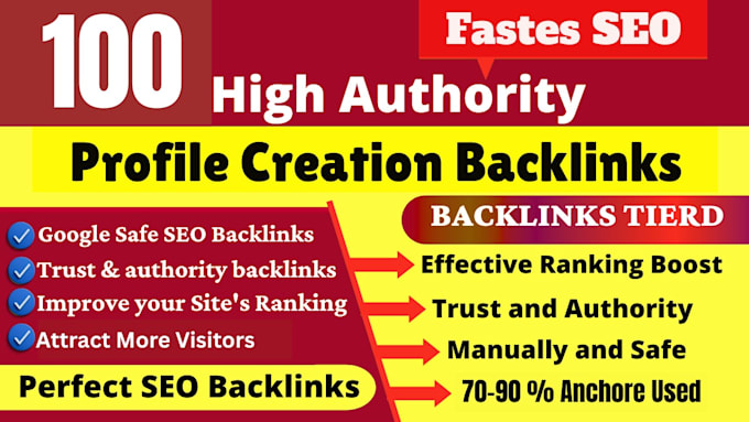 create 100 high authority pr9 profile creation backlinks