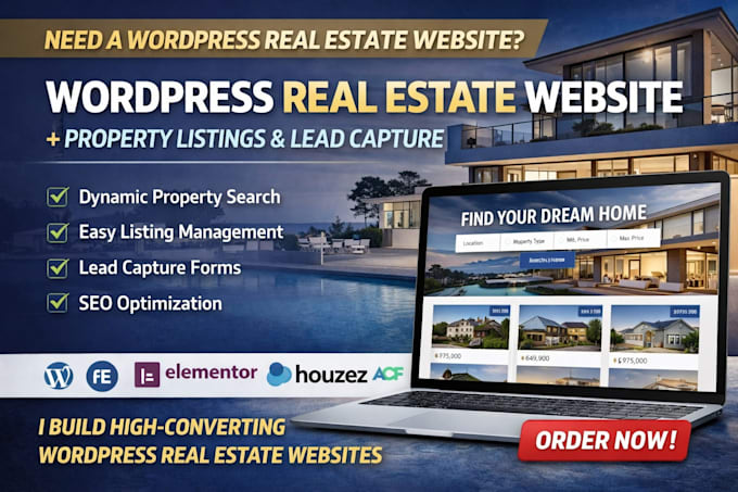 create a wordpress real estate website with listings and SEO
