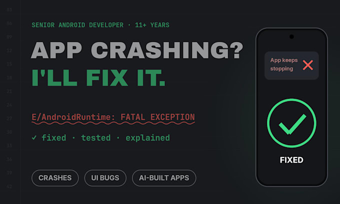 fix bugs, crashes, and UI issues in your android application