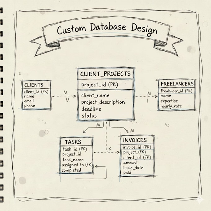 Designing Database Structure Design a relational database structure by Dliakh | Fiverr