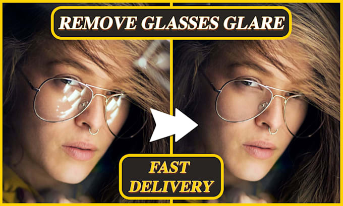 remove glare, reflections, flash spots from glasses and edit