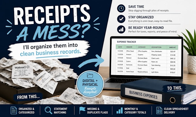 organize and clean up your business receipts and expenses