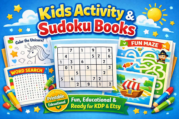 Create kids activity books, puzzle books, and sudoku, for kdp and etsy ...