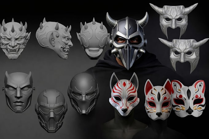 design cosplay 3d models for 3d printing helmets, masks, armor and props stl