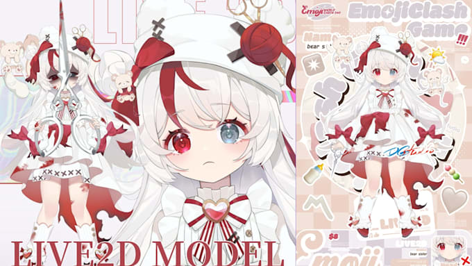 design custom live2d vtuber, 2d vtuber model, vtuber character, vtuber avatar
