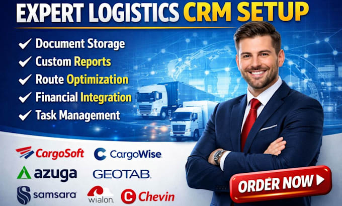 setup logistics CRM cargosoft cargowise azuga geotab samsara wialon chevin autos