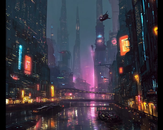 Design a cyberpunk futuristic city art by Normamcca | Fiverr