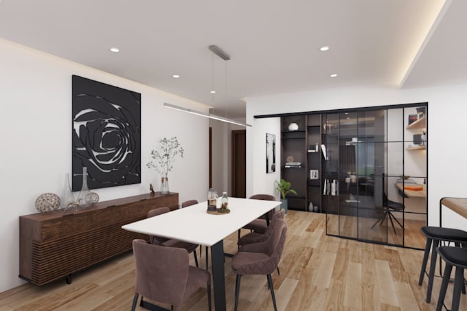 design living bedroom bath home interior rendering by 3d max