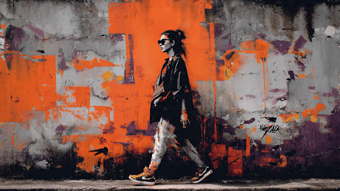 paint real graffiti art on the street wall