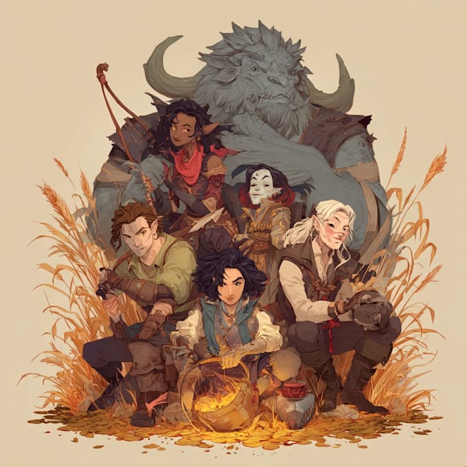 desing your dnd group party illustration