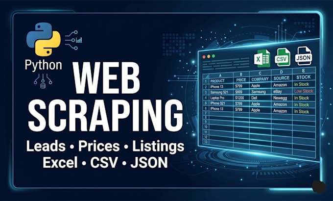 scrape website data and deliver clean leads, prices or listings in excel or json