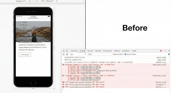 fix react js, HTML CSS, and javascript bugs in your website