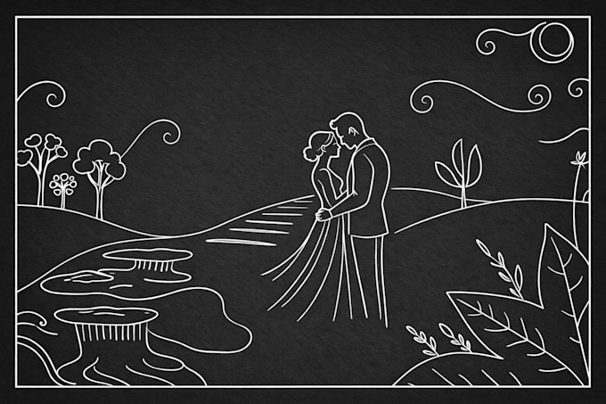 create minimalist romantic wall art in line art style