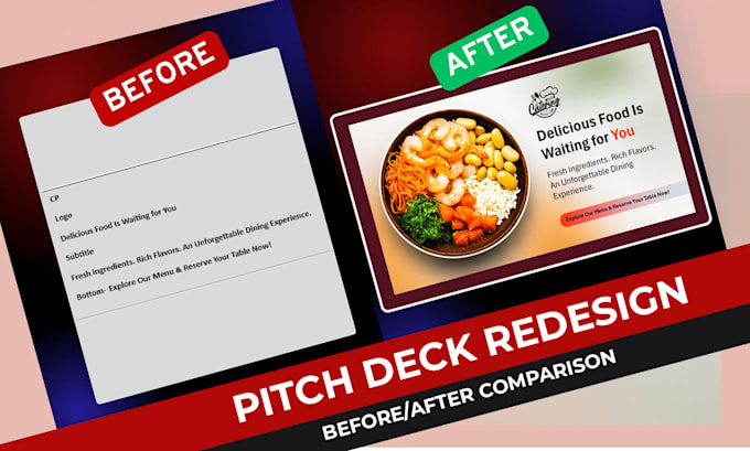 redesign and improve an existing pitch deck presentation