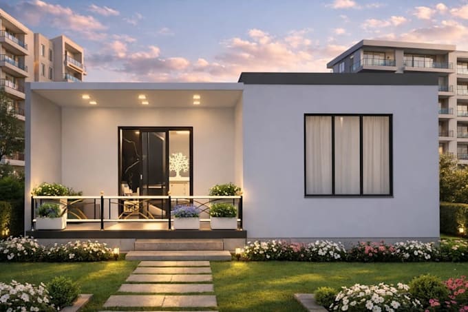 rebuild 3d exterior design, tiny house,modern building,interior design rendering