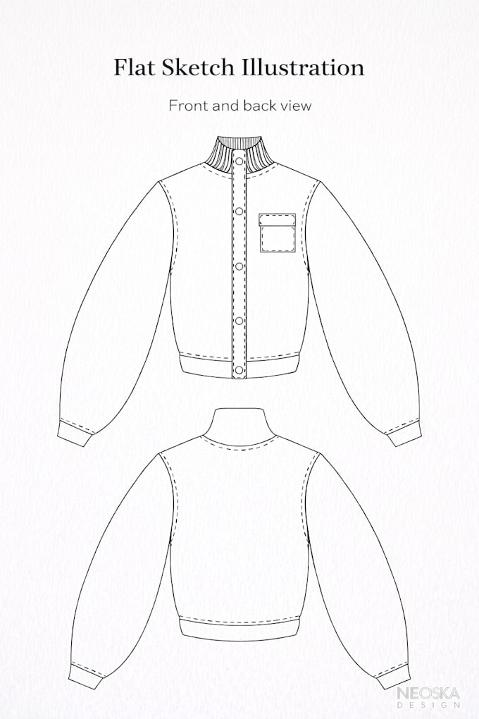 technical flat sketches dap for clothing production