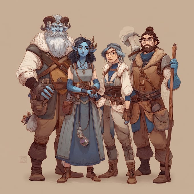 dnd party art or dnd character art