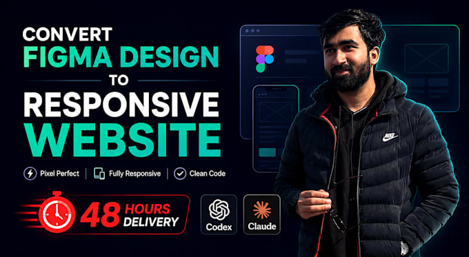 convert figma design to responsive react or nextjs website with ai integration