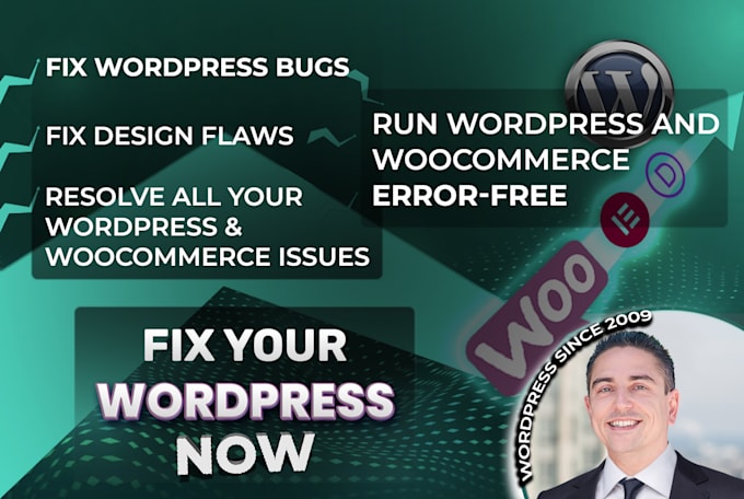 fix your wordpress error, design issue, bugs, server problem, woocommerce, CSS