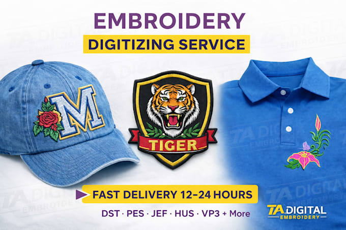 digitize your logo for machine embroidery dst pes emb