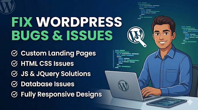fix wordpress errors and HTML, CSS, PHP, javascript issues