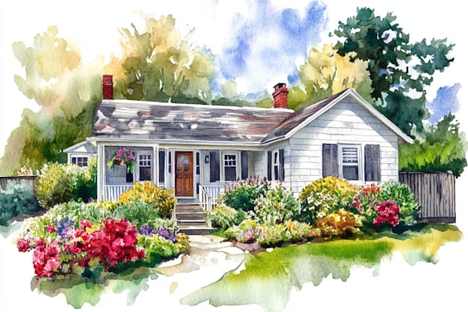 do an watercolor house portrait