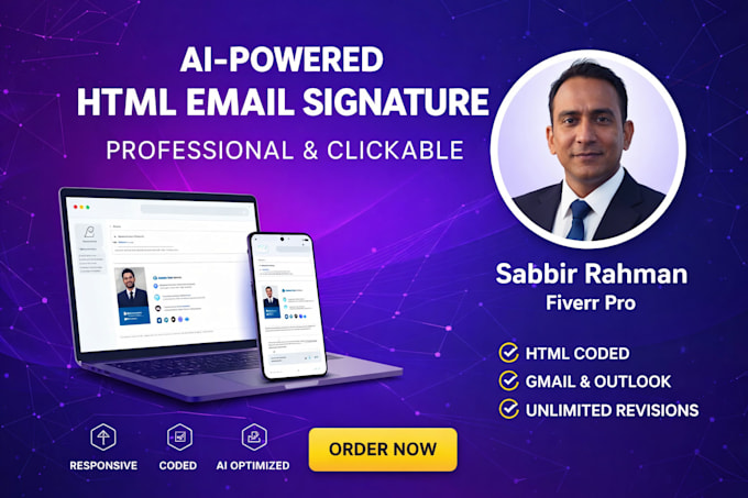 Design a professional clickable html email signature for any business ...