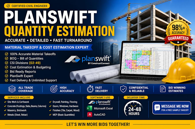 do planswift material takeoff construction cost estimation