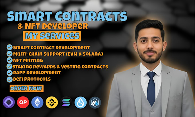 develop smart contracts, tokens, nfts and multichain solutions