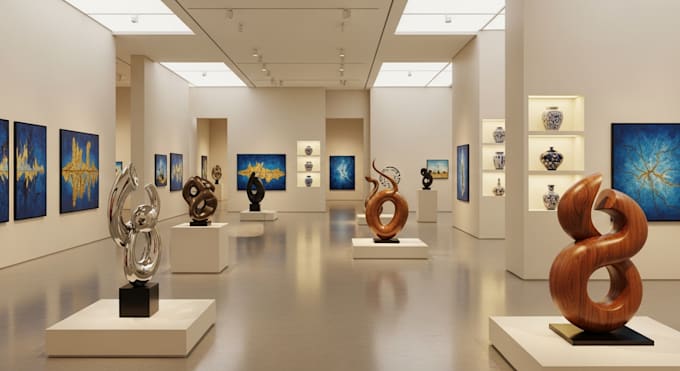 design 3d cgi museum space, art galleries, modern exhibitions, culture space