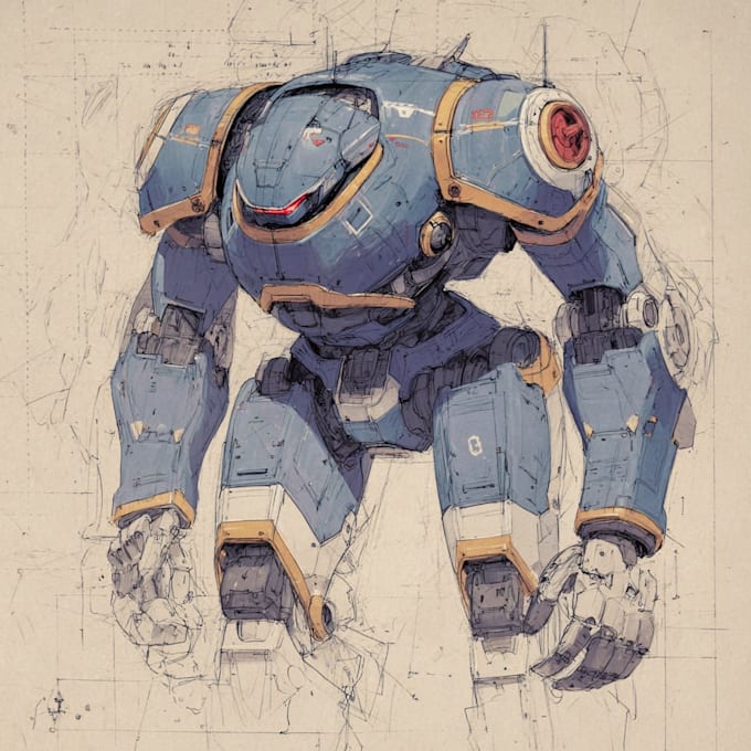 draw a mecha robot art and illustration