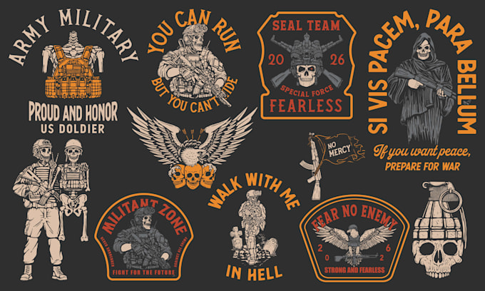create skull, military, defense, tactical, tshirt design