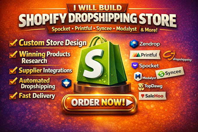 build shopify dropshipping store spocket printful syncee modalyst dropshipping