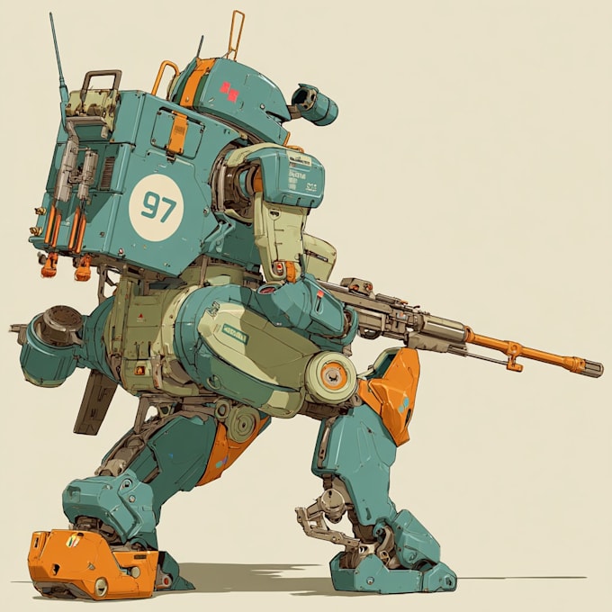 draw a mecha robot art and illustration