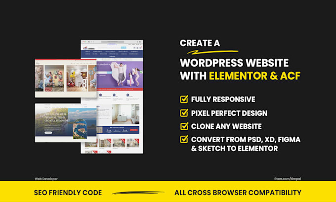create wordpress website with elementor and acf